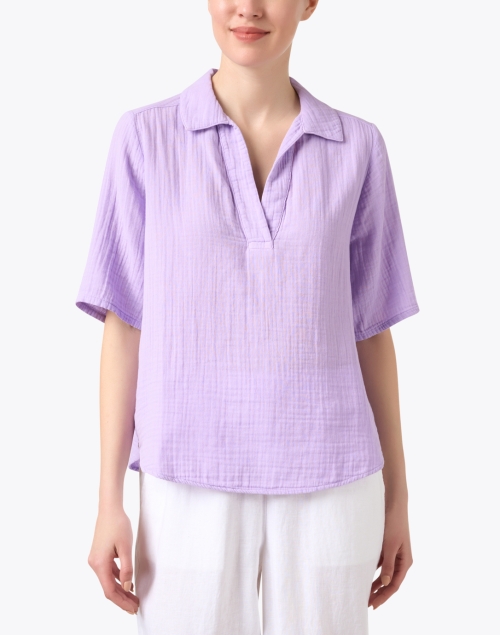 Front image - Xirena - Ryder Purple Cotton Gauze Top