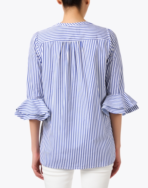 Back image - Dovima Paris - Wren Blue and White Stripe Cotton Shirt