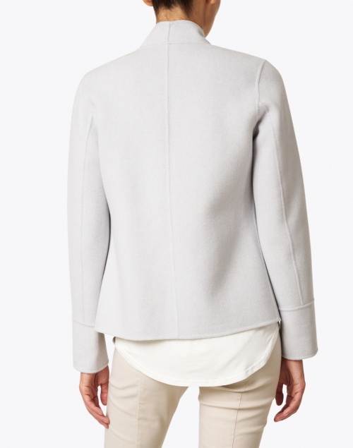 Back image - Kinross - Grey and Beige Reversible Wool Cashmere Cardigan