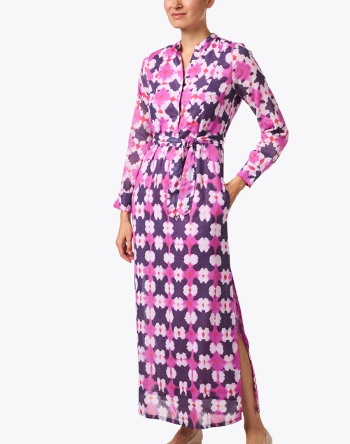 Front image - Banjanan - Crystal Pink and Purple Print Dress