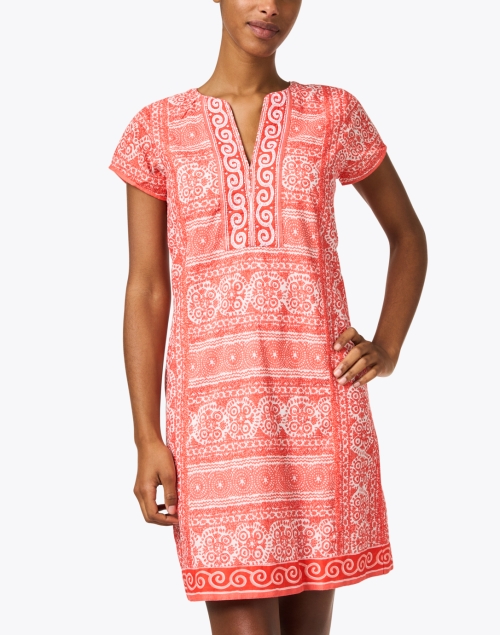 Front image - Bella Tu - Coral Print Cotton Dress