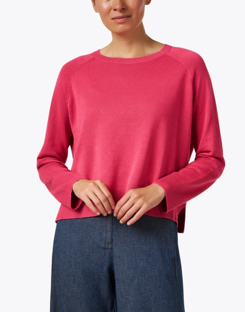 Front image - Eileen Fisher - Pink Linen Cotton Pullover