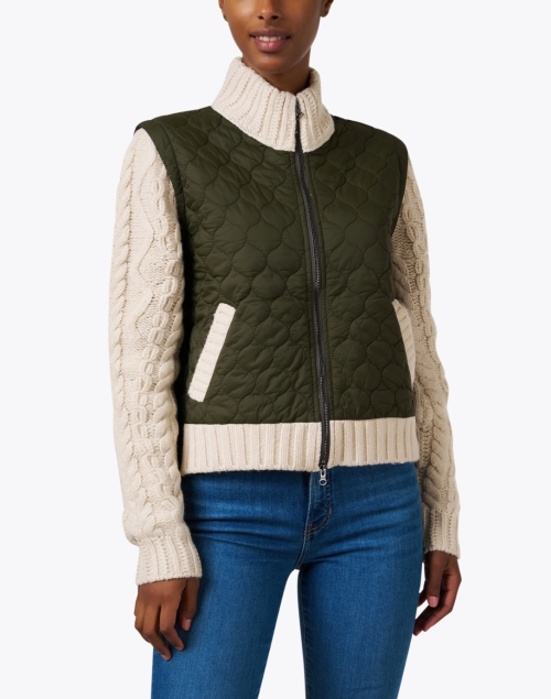 Front image - Veronica Beard - Patra Green and Beige Mixed Media Jacket