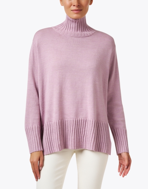 Front image - Eileen Fisher - Lilac Wool Turtleneck Sweater