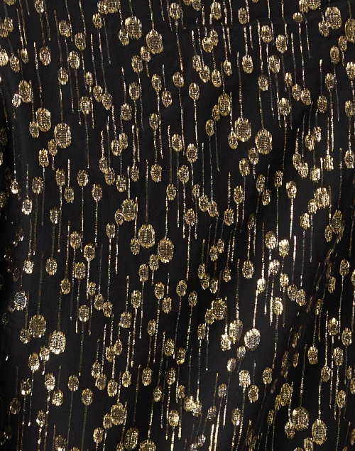 Fabric image - Sail to Sable - Black and Gold Metallic Print Silk Dress