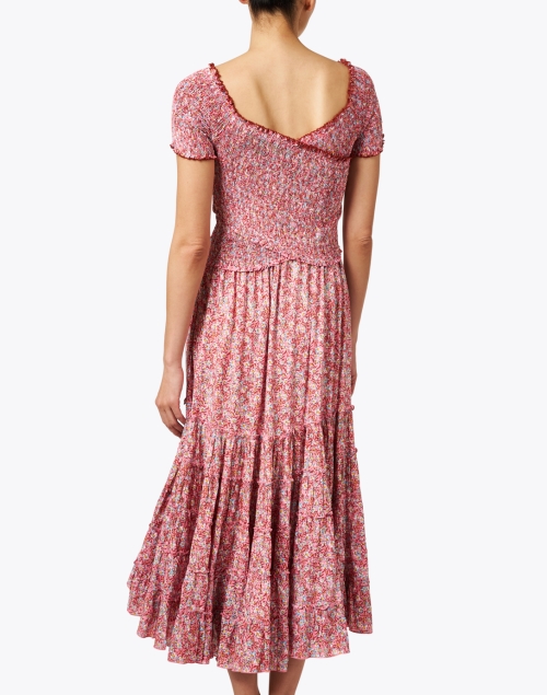 Back image - Poupette St Barth - Soledad Pink Print Smocked Dress
