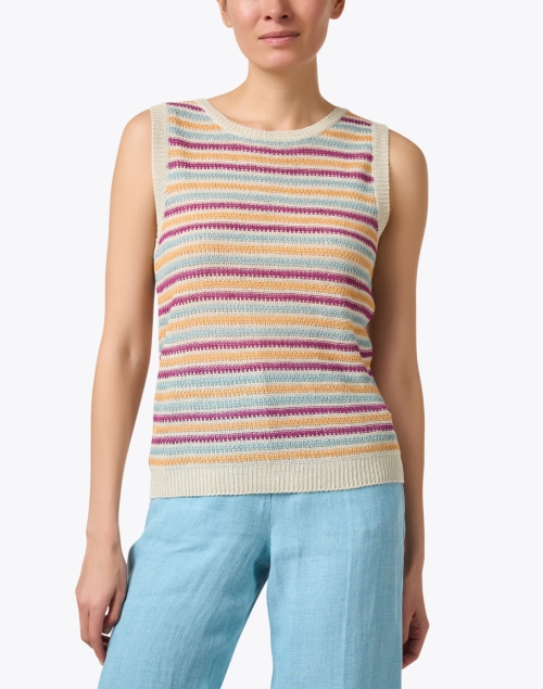 Front image - Weekend Max Mara - Caldaia Multi Stripe Linen Sweater
