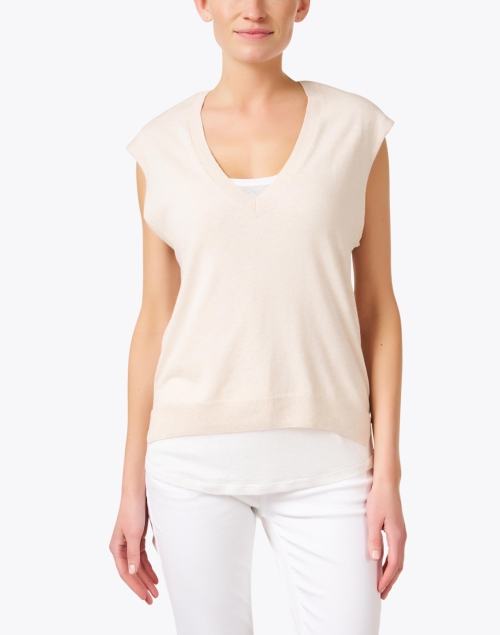 Front image - Brochu Walker - Leia Beige Sweater Vest with White Underlayer