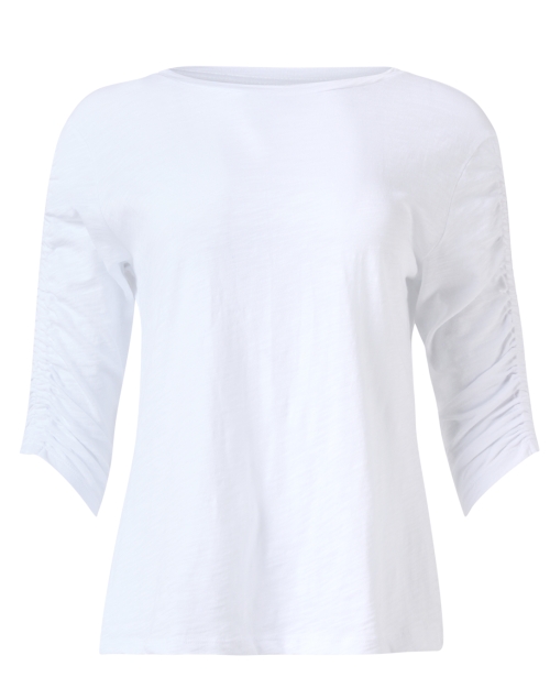 Product image - Elliott Lauren - White Cotton Ruched Sleeve Top