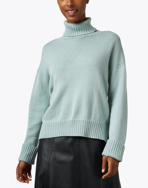 Front image - D.Exterior - Blue Turtleneck Sweater