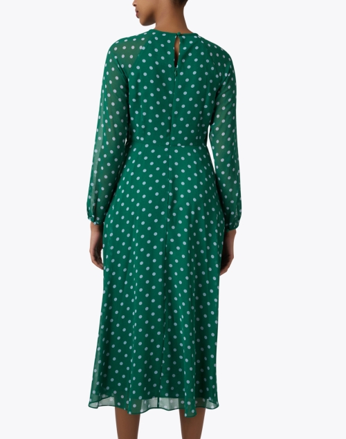 Back image - L.K. Bennett - Addison Green Dot Print Dress