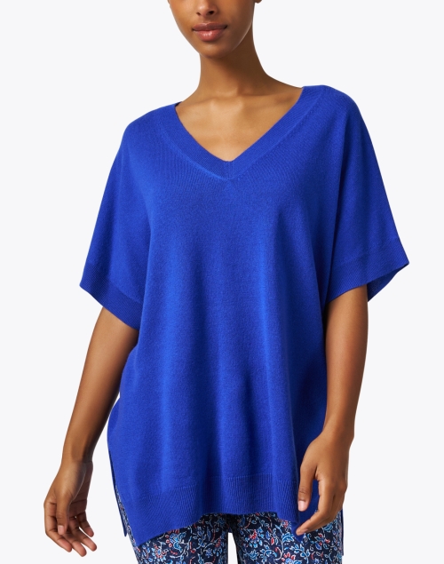 Front image - Allude - Blue Wool Cashmere Sweater