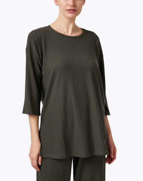 Front image - Eileen Fisher - Green Ribbed Top