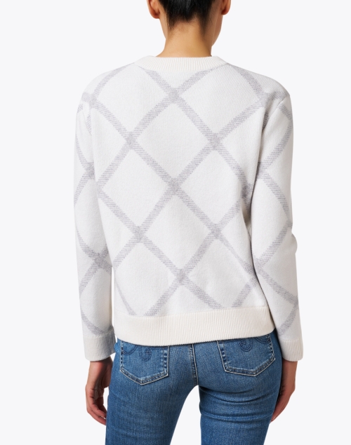 Back image - Kinross - White Plaid Cashmere Sweater