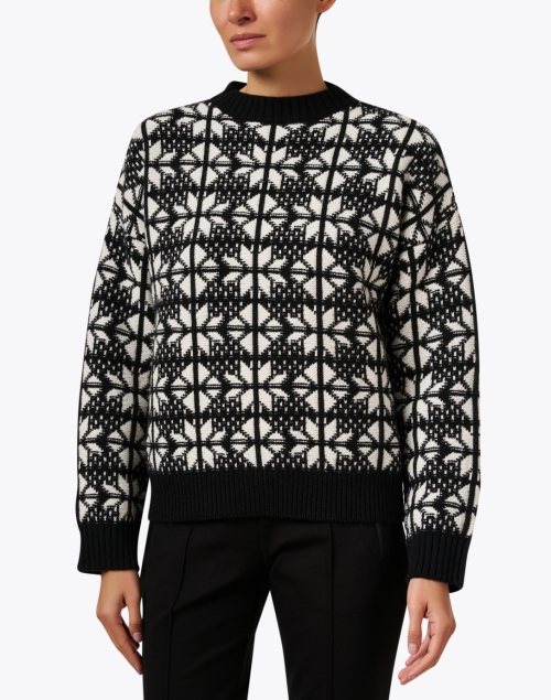 Front image - Weekend Max Mara - Black and White Tile Print Wool Sweater