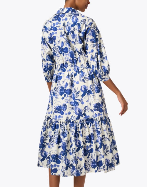 Back image - Cara Cara - Hutton Blue and White Print Cotton Shirt Dress