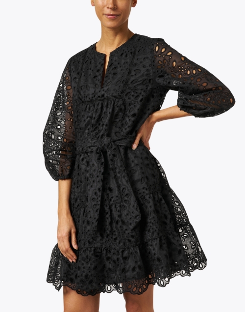 Front image - Shoshanna - Shia Black Eyelet Organza Dress
