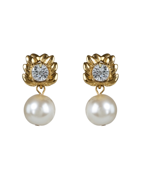 Product image - Oscar de la Renta - Gold Crystal and Pearl Drop Earrings
