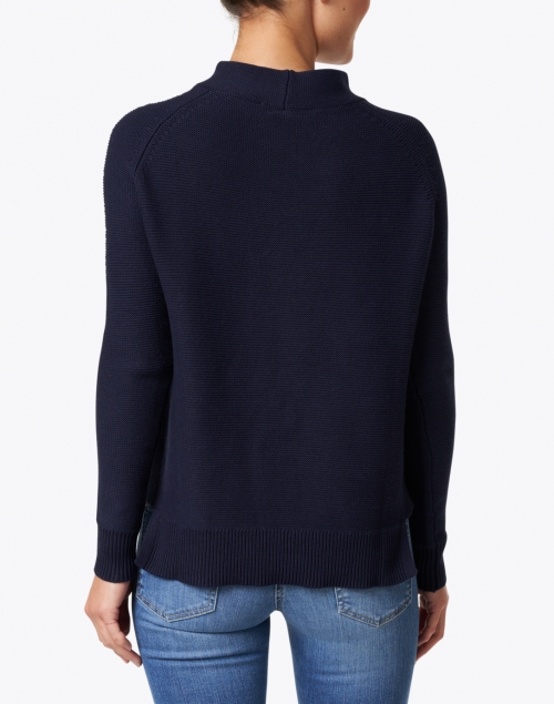 Back image - Kinross - Navy Cotton Garter Stitch Sweater