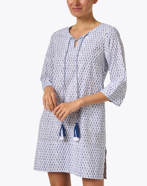 Front image - Pomegranate - Blue Cotton Printed Tunic
