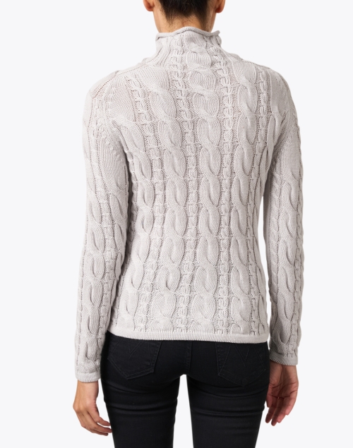 Back image - Blue - Grey Cotton Cable Knit Sweater