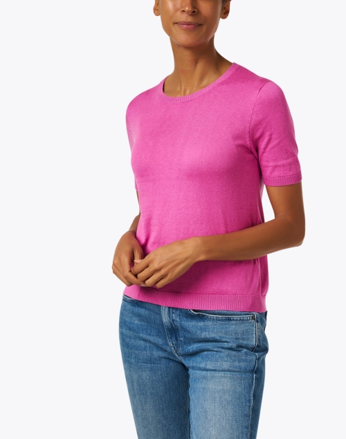 Front image - Weekend Max Mara - Agro Pink Silk Cotton Knit Top