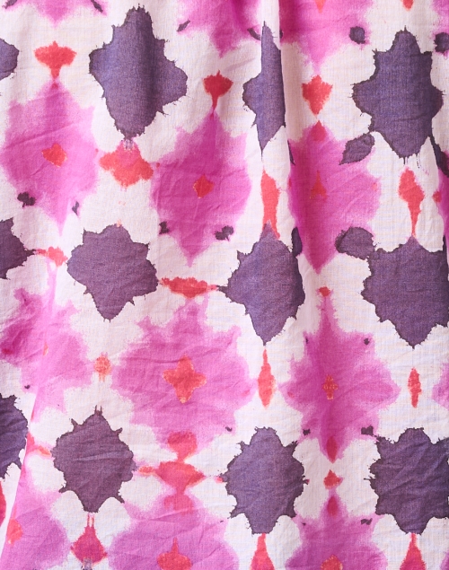 Fabric image - Banjanan - Chrissie Pink and Purple Print Ruffle Shirt