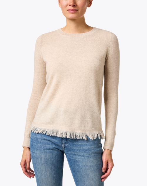 Front image - Cortland Park - Beige Cashmere Fringe Sweater