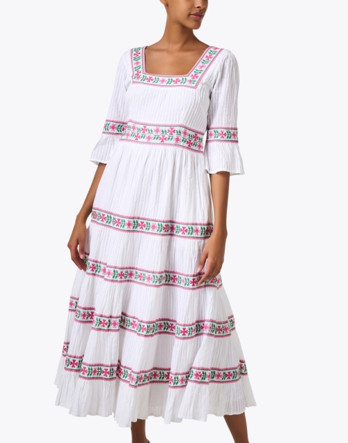Front image - Pink City Prints - Celine White Embroidered Cotton Dress