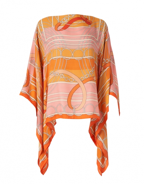 Product image - Rani Arabella - Orange Silk Cashmere Saddle Print Poncho