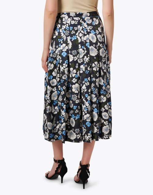 Back image - Veronica Beard - Norris Navy Floral Printed Skirt