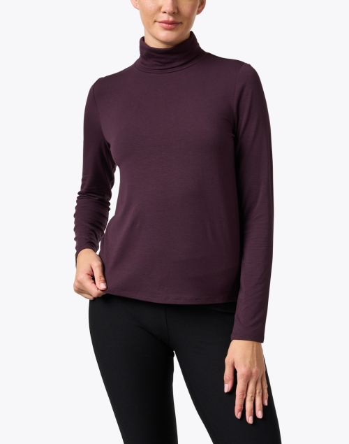 Front image - Eileen Fisher - Burgundy Fine Stretch Jersey Top 