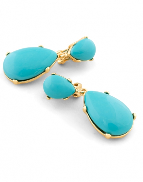 Kenneth Jay Lane - Turquoise Resin Cabochon Drop Clip-On Earrings