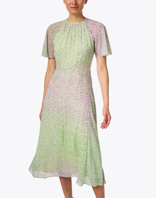 Front image - L.K. Bennett - Elowen Purple and Green Georgette Dress
