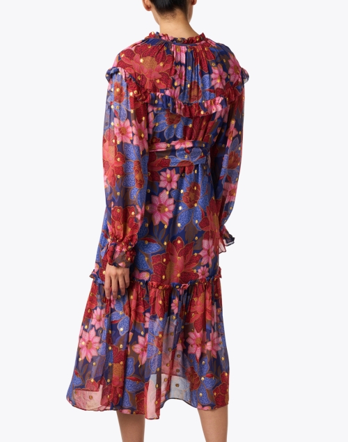 Back image - Farm Rio - Red and Navy Print Chiffon Dress