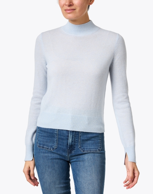Front image - White + Warren - Sky Blue Cashmere Sweater