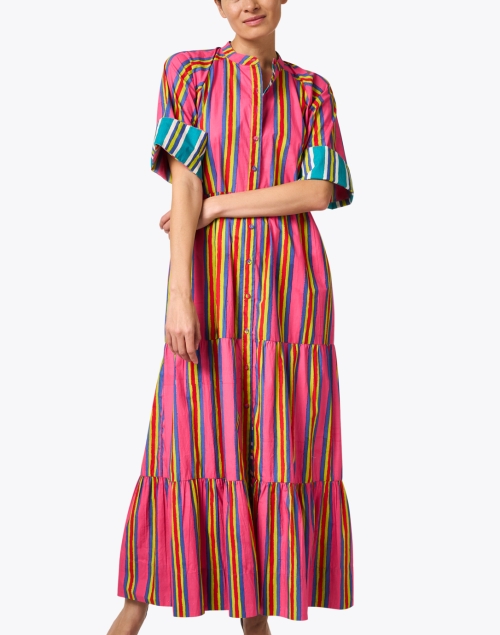Front image - Lisa Corti - Rambagh Multi Stripe Cotton Dress