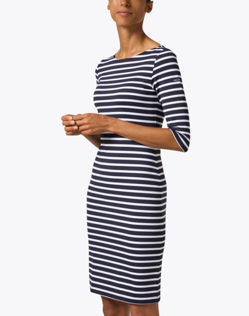Front image - Saint James - Propriano Navy and White Striped Dress