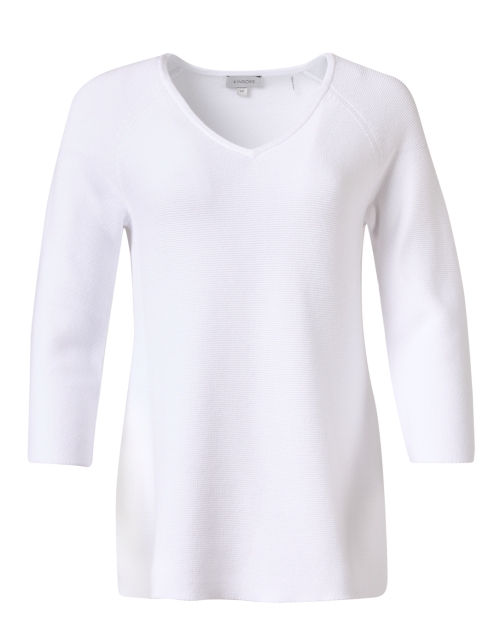 Product image - Kinross - White Cotton Garter Stitch Sweater
