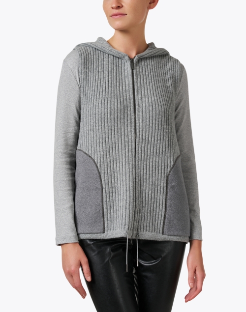 Front image - Fabiana Filippi - Roccia Grey Sleeveless Hoodie Sweater