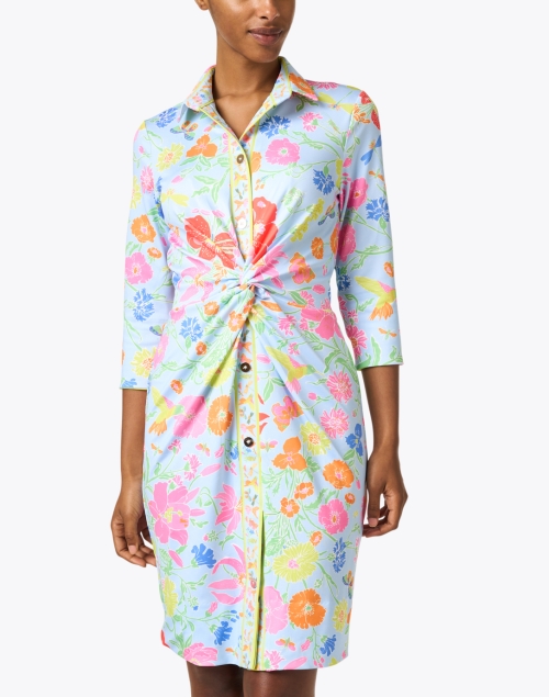 Front image - Gretchen Scott - Periwinkle Floral Printed Twist Front Dress