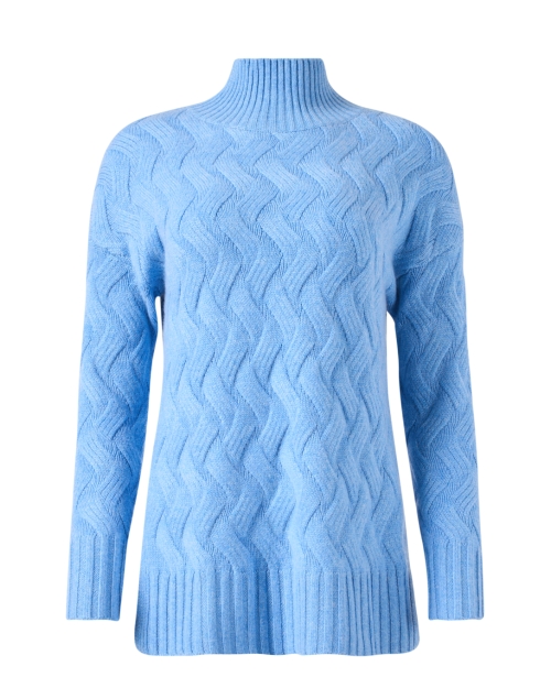 Blue Cable Knit Cashmere Sweater