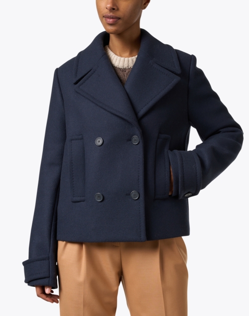 Front image - Joseph - Dove Navy Wool Cashmere Coat