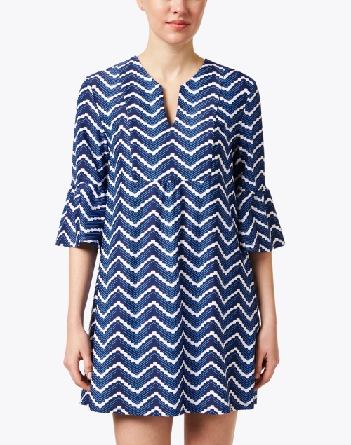 Front image - Jude Connally - Kerry Navy Chevron Print Dress