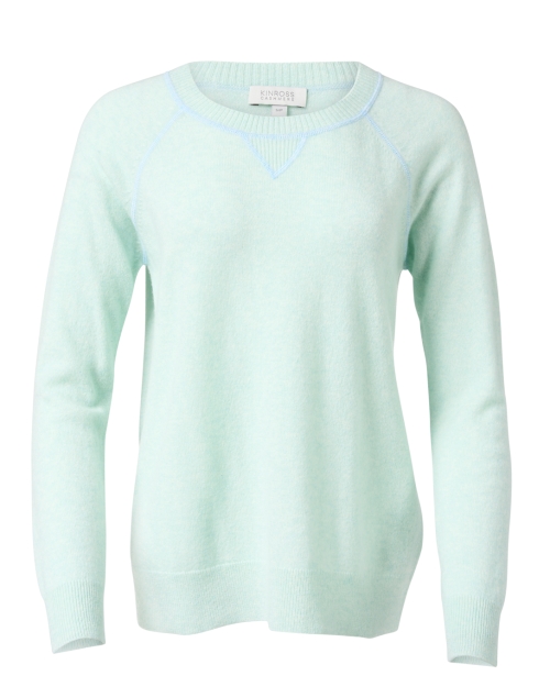 Product image - Kinross - Mint Green Cashmere Contrast Stitch Sweatshirt