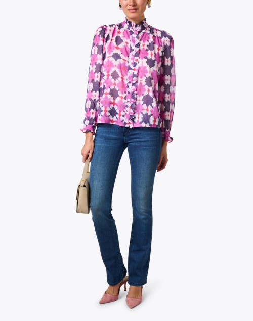 Look image - Banjanan - Chrissie Pink and Purple Print Ruffle Shirt
