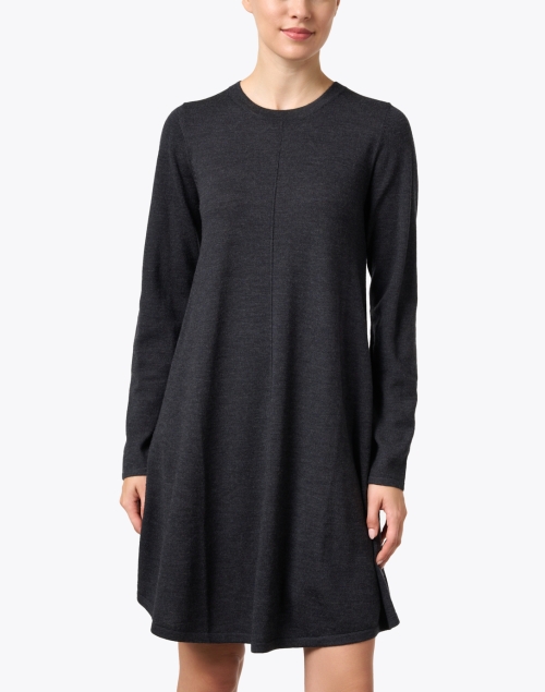 Front image - Repeat Cashmere - Dark Grey Wool Swing Dress