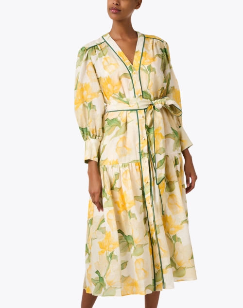 Front image - Christy Lynn - Layla Yellow Print Linen Dress