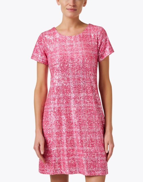 Front image - Jude Connally - Ella Pink Plaid Sequin Dress