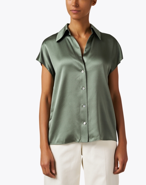 Front image - Vince - Green Silk Blouse
